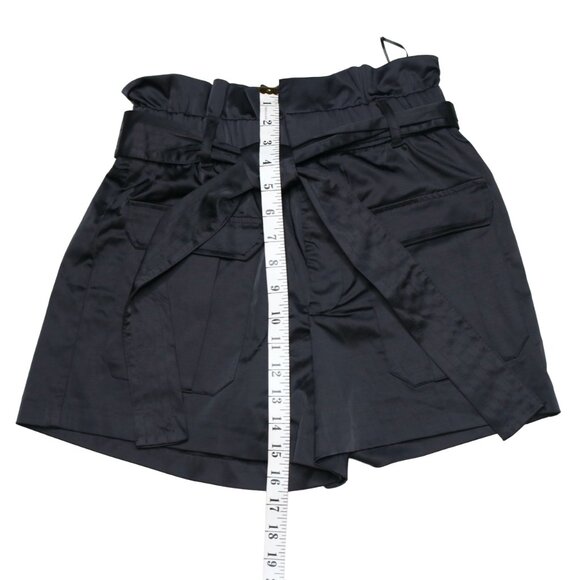 Zara Women's Black High Waisted Paper Bag Shorts with Belt, size Extra Small - Picture 9 of 11